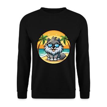 Keeshond Dog Breed Cartoon Sunglasses Beach - Unisex Sweatshirt - black - Front - Alina (178cm) & Michal (187cm)
