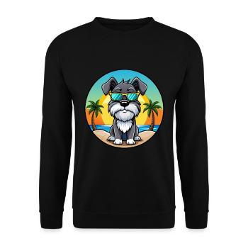 Mittelschnauzer Hunderasse Cartoon Sonnenbrille Strand - Unisex Pullover - Schwarz - Vorne - Alina (178cm) & Michal (187cm)