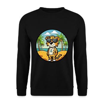 Léopard Chien Race Chien Dessin Animé Lunettes De Soleil Plage - Sweat-shirt Unisexe - noir - Devant - Alina (178cm) & Michal (187cm)
