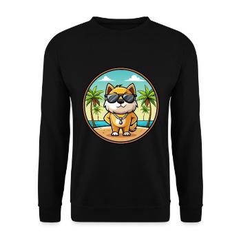 Milieu Asiatique Ovtcharka Chien Race Dessin Animé Plage - Sweat-shirt Unisexe - noir - Devant - Alina (178cm) & Michal (187cm)