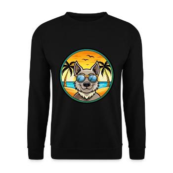 Mudi Hunderasse Cartoon Sonnenbrille Strand - Unisex Pullover - Schwarz - Vorne - Alina (178cm) & Michal (187cm)