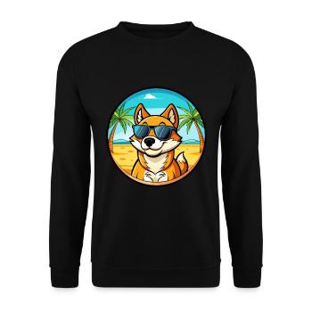 Neuguinea Singende Hunderasse Cartoon Sonnenbrille - Unisex Pullover - Schwarz - Vorne - Alina (178cm) & Michal (187cm)