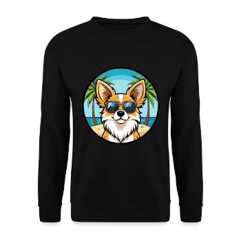 Papillon Chien Race Dessin Animé Lunettes de Soleil Plage - Sweat-shirt Unisexe - noir - Devant - Alina (178cm) & Michal (187cm)