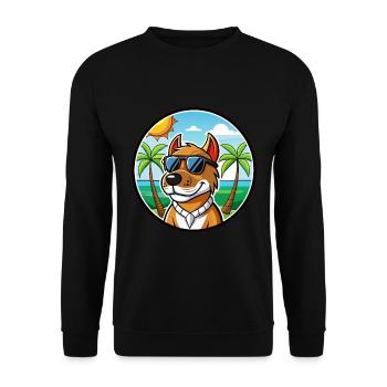 Chien de chasse norvégien Dunker Race de chien Cartoon Beach - Sweat-shirt Unisexe - noir - Devant - Alina (178cm) & Michal (187cm)