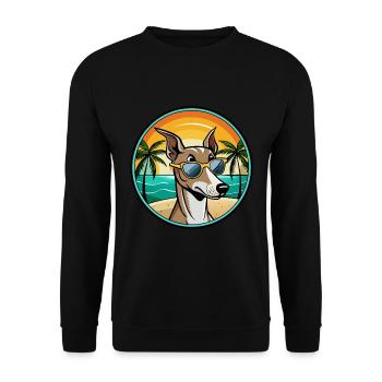 Lévrier polonais race chien dessin animé lunettes de soleil plage - Sweat-shirt Unisexe - noir - Devant - Alina (178cm) & Michal (187cm)