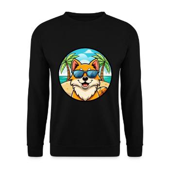 Pommersche Hunderasse Cartoon Sonnenbrille Strand - Unisex Pullover - Schwarz - Vorne - Alina (178cm) & Michal (187cm)