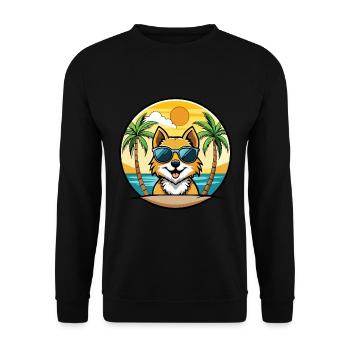 Spitz Hunderasse Cartoon Sonnenbrille Strand - Unisex Pullover - Schwarz - Vorne - Alina (178cm) & Michal (187cm)