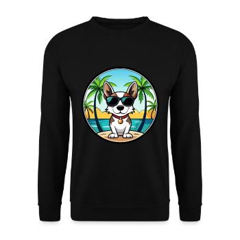 Rat Terrier Hund Rasse Cartoon Sonnenbrille Strand - Unisex Pullover - Schwarz - Vorne - Alina (178cm) & Michal (187cm)