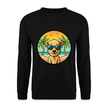 Pumi Hunderasse Cartoon Sonnenbrille Strand - Unisex Pullover - Schwarz - Vorne - Alina (178cm) & Michal (187cm)