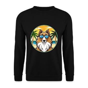Rough Collie Chien Race Dessin Animé Lunettes De Soleil Plage - Sweat-shirt Unisexe - noir - Devant - Alina (178cm) & Michal (187cm)