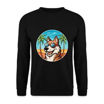 Russischer Jagdhund Rasse Cartoon Sonnenbrille Strand - Unisex Pullover - Schwarz - Vorne - Alina (178cm) & Michal (187cm)