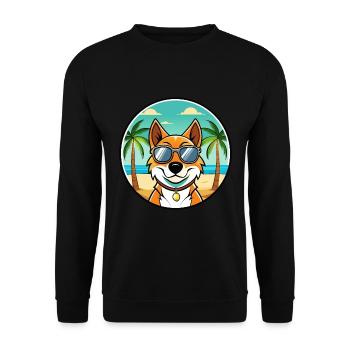 Arlequin russe Chien de race de chien dessin animé plage - Sweat-shirt Unisexe - noir - Devant - Alina (178cm) & Michal (187cm)