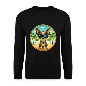 Russian Toy Terrier Dog Breed Cartoon Sunglasses - Unisex Sweatshirt - black - Front - Alina (178cm) & Michal (187cm)