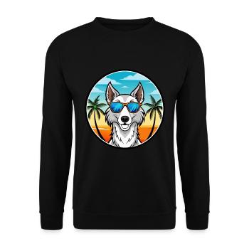 Chien-loup russe race de chien dessin animé lunettes de soleil plage - Sweat-shirt Unisexe - noir - Devant - Alina (178cm) & Michal (187cm)