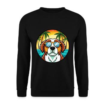 Bernhardiner Hunderasse Cartoon Sonnenbrille Strand - Unisex Pullover - Schwarz - Vorne - Alina (178cm) & Michal (187cm)