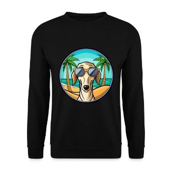 Saluki Hund Rasse Cartoon Sonnenbrille Strand - Unisex Pullover - Schwarz - Vorne - Alina (178cm) & Michal (187cm)