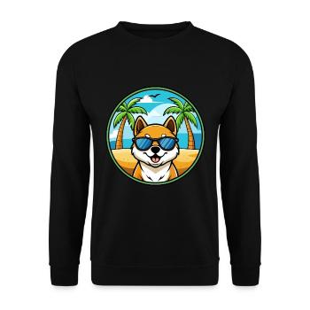 Shikoku Dog Breed Cartoon Sunglasses Beach - Unisex Sweatshirt - black - Front - Alina (178cm) & Michal (187cm)