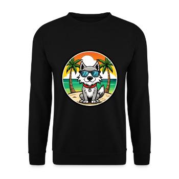 Taigan Kyrgyz Taighany Dog Breed Cartoon Beach - Unisex Sweatshirt - black - Front - Alina (178cm) & Michal (187cm)