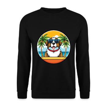 Bernhardiner Hunderasse Cartoon Sonnenbrille Strand - Unisex Pullover - Schwarz - Vorne - Alina (178cm) & Michal (187cm)