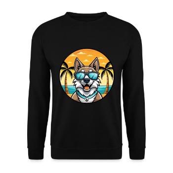 Tamaskan Dog Breed Cartoon Sunglasses Beach - Unisex Sweatshirt - black - Front - Alina (178cm) & Michal (187cm)