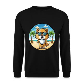 Spielzeug Deutscher Spitz Hund Rasse Cartoon Sonnenbrille Strand - Unisex Pullover - Schwarz - Vorne - Alina (178cm) & Michal (187cm)