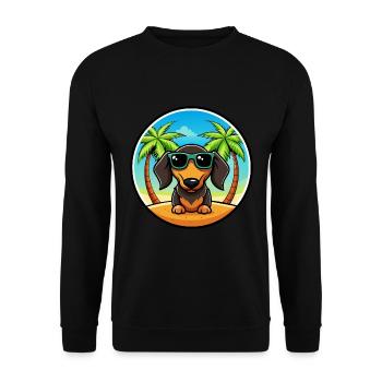 Drahthaardackel Hunderasse Cartoon Sonnenbrille - Unisex Pullover - Schwarz - Vorne - Alina (178cm) & Michal (187cm)