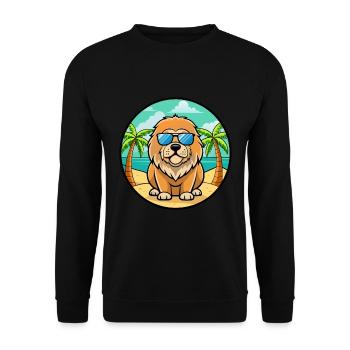 Tibetische Dogge Hunderasse Cartoon Sonnenbrille Strand - Unisex Pullover - Schwarz - Vorne - Alina (178cm) & Michal (187cm)