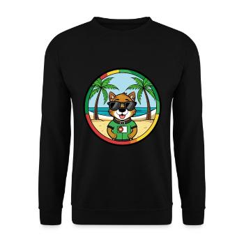 Portuguese Watchdog Breed Cartoon Sunglasses Beach - Unisex Sweatshirt - black - Front - Alina (178cm) & Michal (187cm)