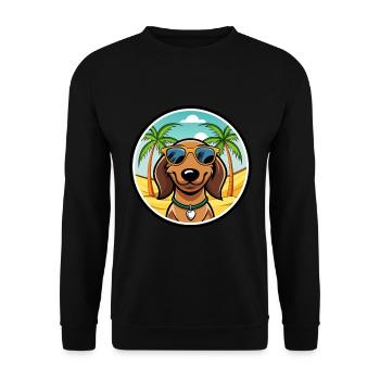 Teckel de Westphalie Race De Chien Dessin Animé Plage - Sweat-shirt Unisexe - noir - Devant - Alina (178cm) & Michal (187cm)