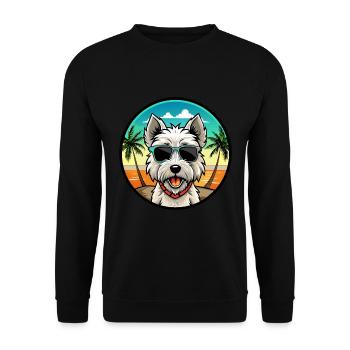 West Highland Terrier Dog Breed Cartoon Sunglasses - Unisex Sweatshirt - black - Front - Alina (178cm) & Michal (187cm)