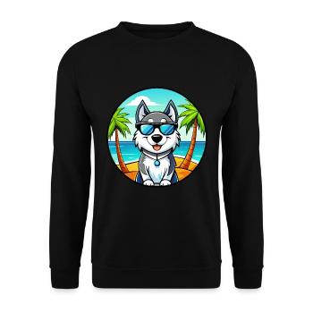 Alaskan Husky Dog Breed Cartoon Sunglasses Beach - Unisex Sweatshirt - black - Front - Alina (178cm) & Michal (187cm)