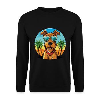Airedale Terrier Chien Race Dessin Animé Lunettes De Soleil Plage - Sweat-shirt Unisexe - noir - Devant - Alina (178cm) & Michal (187cm)