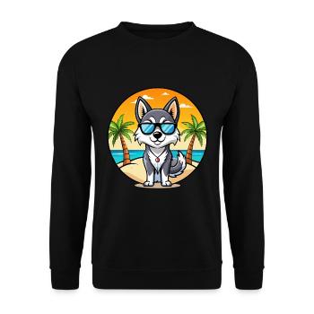 Alaskan Klee Kai Chien Race Dessin Animé Lunettes De Soleil Plage - Sweat-shirt Unisexe - noir - Devant - Alina (178cm) & Michal (187cm)