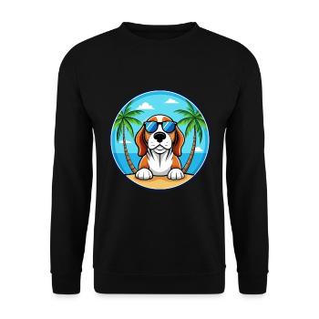 Basset Bleu De Gascogne Dog Breed Cartoon Beach - Unisex Sweatshirt - black - Front - Alina (178cm) & Michal (187cm)