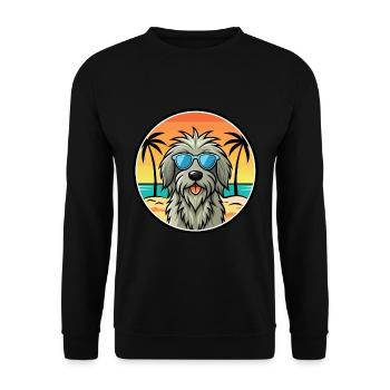 Bergamasco Shepherd Dog Breed Cartoon Sunglasses - Unisex Sweatshirt - black - Front - Alina (178cm) & Michal (187cm)
