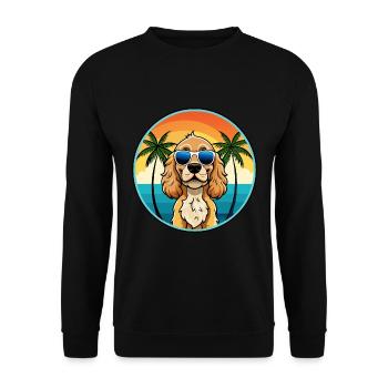 Cocker américain Spaniel Race de chien Cartoon Beach - Sweat-shirt Unisexe - noir - Devant - Alina (178cm) & Michal (187cm)