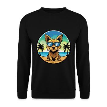 Australian Silky Terrier Dog Breed Cartoon Beach - Unisex Sweatshirt - black - Front - Alina (178cm) & Michal (187cm)