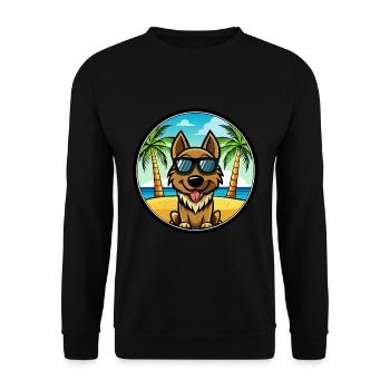 Black Tan Hund Rasse Cartoon Sonnenbrille Strand - Unisex Pullover - Schwarz - Vorne - Alina (178cm) & Michal (187cm)