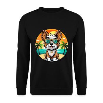 Biewer Terrier Dog Breed Cartoon Sunglasses Beach - Unisex Sweatshirt - black - Front - Alina (178cm) & Michal (187cm)
