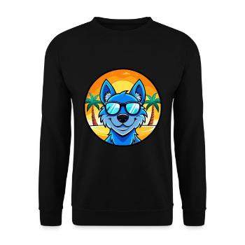 Lunettes de soleil de dessin animé de race de chien en dentelle bleue plage - Sweat-shirt Unisexe - noir - Devant - Alina (178cm) & Michal (187cm)