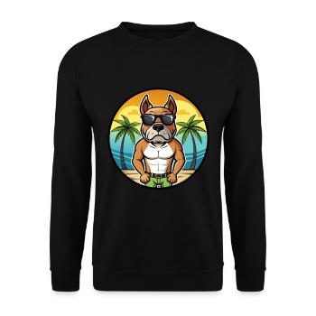Bull Boxer Dog Breed Cartoon Sunglasses Beach - Unisex Sweatshirt - black - Front - Alina (178cm) & Michal (187cm)