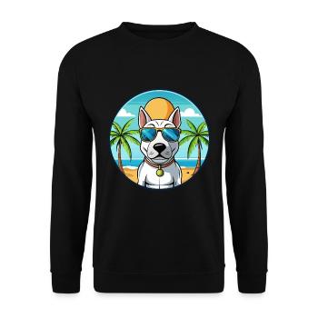 Bull Terrier Dog Breed Cartoon Sunglasses Beach - Unisex Sweatshirt - black - Front - Alina (178cm) & Michal (187cm)