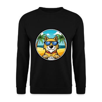 Cao De Gado Transmontano Hunderasse Cartoon Strand - Unisex Pullover - Schwarz - Vorne - Alina (178cm) & Michal (187cm)