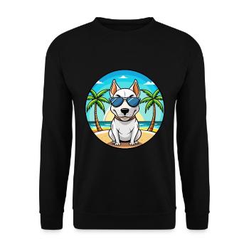 Bull Terrier Miniature Dog Breed Cartoon Beach - Unisex Sweatshirt - black - Front - Alina (178cm) & Michal (187cm)