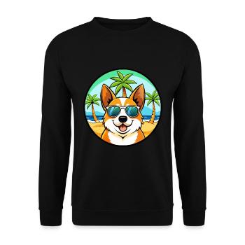 Corgi Dog Breed Cartoon Sunglasses Beach - Unisex Sweatshirt - black - Front - Alina (178cm) & Michal (187cm)