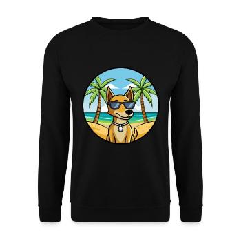 Cretan Hound Dog Breed Cartoon Sunglasses Beach - Unisex Sweatshirt - black - Front - Alina (178cm) & Michal (187cm)