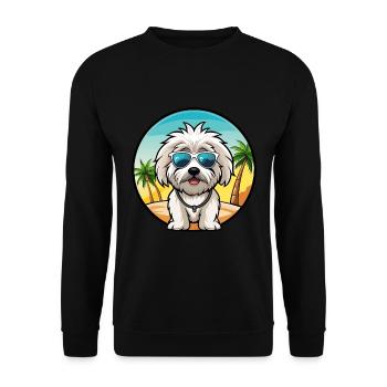 Coton De Tulear Hunderasse Cartoon Sonnenbrille Strand - Unisex Pullover - Schwarz - Vorne - Alina (178cm) & Michal (187cm)