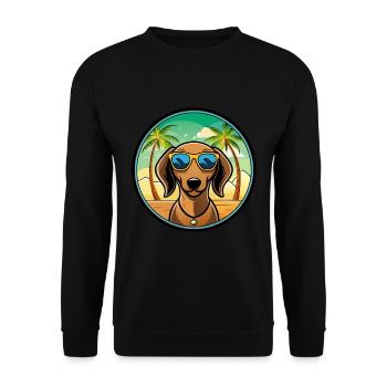 Dackel Hunderasse Cartoon Sonnenbrille Strand - Unisex Pullover - Schwarz - Vorne - Alina (178cm) & Michal (187cm)