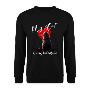 Chat pour la Saint-Valentin - Mon chat est mon Valentin - Sweat-shirt Unisexe - noir - Devant - Alina (178cm) & Michal (187cm)