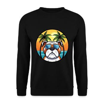 Bouledogue anglais race dessin animé lunettes de soleil plage - Sweat-shirt Unisexe - noir - Devant - Alina (178cm) & Michal (187cm)